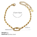 Bracelet à billes ovales en acier inoxydable doré avec fermoir mousqueton et rallonge - Bracelet Or (SL300G)