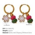 Stainless steel gold hoop earrings with white snowflake and colorful stone charms - Snowflake And Colorful Beads (EH1174G-PJ95-PJ681CRG)
