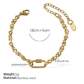 Bracelet à maillons infini en acier inoxydable doré réglable avec fermoir ovale - Bracelet Or (SL301G)