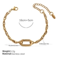 Gold stainless steel link bracelet featuring a large oval connector and lobster clasp - SL306G Gold Bracelet