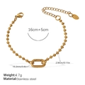 Golden stainless steel bead bracelet with oval link and lobster clasp closure - SL307G Gold Bracelet