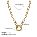Goldene Edelstahl-Büroklammerkette Halskette mit rundem Federverschluss und Maßen - Minimalistische Goldhalskette (XL646G)