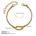 Golden stainless steel chain bracelet with heart pearl and adjustable lobster clasp extension - SL308G Gold Bracelet