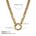 Goldene Gliederkette aus Edelstahl mit rundem Ringanhänger und 43cm verstellbarer Gesamtlänge - Minimalistische Goldhalskette (XL647G)