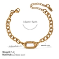 Gold-tone stainless steel croissant chain bracelet with oval carabiner clasp and 16cm length - SL309G Gold Bracelet