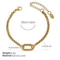 Golden wheat pattern stainless steel link bracelet with oval clasp and adjustable chain - SL311G Gold Bracelet