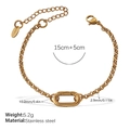 Gold stainless steel chain bracelet with lobster clasp and S.steel engraved tag - Geometric Link Gold Bracelet