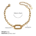 Gold stainless steel thick chain bracelet with oval lock pendant, weighs 5.6g - SL313G Gold Bracelet