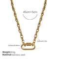 Collier chaîne industrielle en acier inoxydable doré avec pendentif fermoir ovale - Collier Or (XL664G)