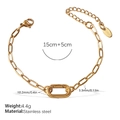 Golden stainless steel paperclip chain bracelet with dimensions and lobster clasp - SL314G Gold Bracelet
