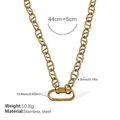 Collier en acier inoxydable doré avec chaîne à mailles et fermoir ovale élégant - Collier Or (XL665G)