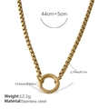 18K vergoldete Edelstahl Boxkette mit Federverschluss und Größenabmessungen - Minimalistische Goldhalskette (XL655G)