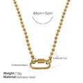 Collier à billes dorées en acier inoxydable avec pendentif mousqueton ovale de 44cm - Collier Or (XL668G)