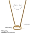 Collier en acier inoxydable doré avec chaîne à maillons texturés et pendentif mousqueton - Collier Or (XL670G)