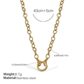 Vergoldete Edelstahlhalskette mit 43cm Kette und 13,5mm rundem Ring-Anhänger - Minimalistische Goldhalskette (XL658G)