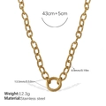 Goldene Edelstahl Büroklammerkette mit rundem Verschluss und Maßangaben auf Weiß - Minimalistische Goldhalskette (XL659G)