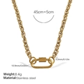 Collier à double chaîne torsadée en acier inoxydable doré avec fermoir mousqueton chic - Collier Or (XL672G)