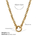 Goldene Edelstahl-Halskette mit rundem Federringverschluss und Maßangaben im Bild - Minimalistische Goldhalskette (XL660G)