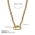 Collier en acier inoxydable doré avec fermoir mousqueton ovale et maillons épais - Collier Or (XL674G)