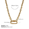 Collier chaîne en acier inoxydable doré avec fermoir mousqueton et longueur 44cm - Collier Or (XL675G)
