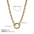 Goldene Edelstahlgliederkette mit Federverschluss, 4,4 mm Breite und 43 cm Länge Details - Minimalistische Goldhalskette (XL641G)