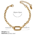 Gold-tone stainless steel oval link bracelet with decorative ring and lobster clasp - SL325G Gold Bracelet