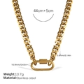 Collier chaîne Cuban en acier inoxydable doré avec dimensions et détail du fermoir ovale - Collier Or (XL681G)