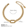 Gold stainless steel curb chain bracelet with oval link clasp, 15cm plus 5cm extender - SL330G Gold Bracelet