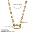 Collier chaîne trombone en acier doré avec fermoir mousqueton et détails de taille - Collier Or (XL682G)