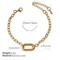 Gold stainless steel oval link chain bracelet with adjustable 15cm-plus-5cm clasp - SL331G Gold Bracelet