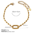 Golden stainless steel bead chain bracelet with central oval link and adjustable clasp - SL333G Gold Bracelet