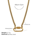 Collier maille épi en acier inoxydable doré 44cm avec fermoir mousqueton ovale - Collier Or (XL685G)