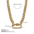 Collier à maillons cubains dorés en acier inoxydable avec fermoir ovale et dimensions - Collier Or (XL689G)