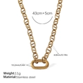 Golden stainless steel pig nose chain necklace with dimensions and 43cm+5cm length - XL695G Gold Necklace