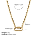 Collier en acier inoxydable doré à perles ovales avec fermoir mousqueton, 45cm plus 5cm - Collier Or (XL693G)