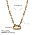 Gold stainless steel link bracelet with oval clasp and industrial minimalist design - Gold Necklace (XL698G)