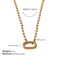 Gold stainless steel bead chain necklace with oval carabiner clasp, 44+5cm length - XL699G Gold Necklace