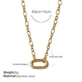 Gold stainless steel link chain necklace with detailed size and weight measurements - XL700G Gold Necklace