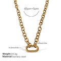 Gold stainless steel link chain necklace with oval pendant and 45cm plus 5cm length - Gold Necklace (XL702G)