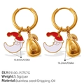 Orecchini natalizi placcati in oro con ciondoli a forma di Babbo Natale e avocado - Stile Babbo Natale sulla Luna e Avocado (EH1174G-PJ100-PJ757G) / Stile Babbo Natale sulla Luna e Avocado