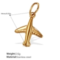 Airplane shaped 18K gold plated stainless steel DIY charm pendant for jewelry - Single-sided Solid Airplane (PJ250G)