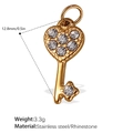 Golden stainless steel heart key pendant with sparkling rhinestones and dimensions - Heart Key With Zirconia Gold (PJ472WEG)