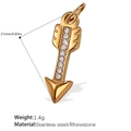 Golden stainless steel arrow pendant with white rhinestones and measurements 21mm - Arrow With Zirconia Gold (PJ473WEG)