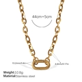 Gold stainless steel oval link chain necklace with rectangular clasp and 10.8g weight - XL706G Gold Necklace