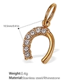Golden stainless steel horseshoe pendant with sparkling white rhinestones - Horseshoe With Zirconia Gold (PJ474WEG)