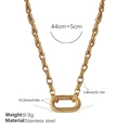 Golden stainless steel necklace with 3.4mm chain and oval carabiner clasp detail - XL707G Gold Necklace