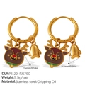 Orecchini a cerchio dorati con ciondoli a forma di renna di Natale e campanello - Stile Testa di Renna e Campana (EH1174G-PJ122-PJ675G) / Stile Testa di Renna e Campana