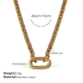 Golden chunky chain necklace in stainless steel with oval link pendant detail - XL709G Gold Necklace