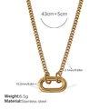Golden stainless steel chain necklace featuring an oval ring pendant with size details - XL710G Gold Necklace