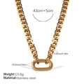 Gold stainless steel carabiner clasp necklace with dimensions and 10.8g weight detail - XL712G Gold Necklace